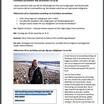 Workshop om framtidens varumärken 26/11